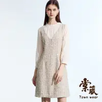 在飛比找momo購物網優惠-【TOWN’WEAR 棠葳】華麗亮片拼接棉質洋裝(洋裝/宴會