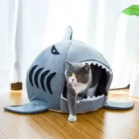 在飛比找樂天市場購物網優惠-寵物鯊魚被窩 可愛賣萌款鯊魚窩 貓咪小房子 狗窩 造型暖窩 