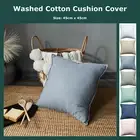 Plain Dyed Washed Cotton Flange Cushion Cover 45*45cm Square Solid Pillow Case