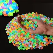 OMCleaner Rainbow Glow Pebbles 1000 Pcs Glow Stones for Fish Tank Lawn Yard Garden