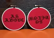 Handmade As Above So Below Cross Stitch Embroidery Hoop Wall Art