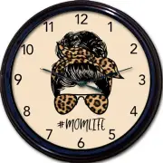 Mom Life Leopard Mother's Day Wall Clock Mother Mommy New 10"