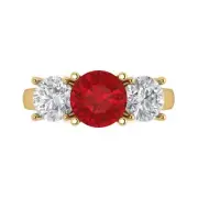 3.25 ct Round Cut 3 stone Tourmaline Engagement Wedding Ring 14k Yellow Gold