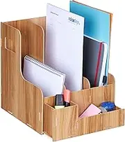 Relaxdays Filing Cabinet for Office, 3 Compartments, DIN A4 Format, MDF Sturdy Organiser, HWD: 27 x 24 x 31.5 cm, Brown, 100% fibreboard