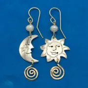 Sterling Silver Sun & Moon Earrings/ Handcrafted by Sassi LaMuth Jewelry