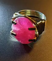 Ruby Ring - Size 6 1/2 - Natural Ruby Ring In 14 K Gold And 925 Sterling Silver