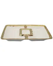 Alice Pazkus 12in Porcelain Gold White Chip And Dip