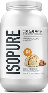 Isopure Zero Carb, Keto Friendly Protein Powder, 100% Whey Protein Isolate, Flavor: Vanilla Salted Caramel, 3 Pound
