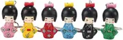 ABOOFAN Japanese Doll,6pcs Kimono Doll Miniatures Ornament Mini Kimono Doll Figurine Keychain Pendant Asian Folk Figurines for Home Restaurant Bedroom(Random Color)