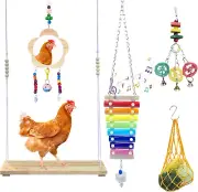 Irieiply 5 Pack Chicken Toys Swings Xylophone Mirror Feeder Ladder