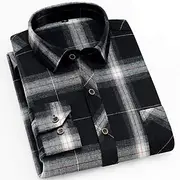 Men's Shirt Flannel Shirt Plaid Shirt Button Up Shirt Overshirt Plaid / Check Outdoor Daily Wear Black Red Blue Gray Long Sleeve Lapel Spring Fall Clothing A