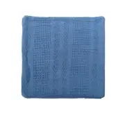 Cotton Knitted Cushion Cover Herringbone Blue