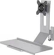 Sit Stand Workstation Wall Mount, Angle Height Adjustable Computer Display Keyboard Stand with Keyboard Tray, Aluminum Alloy Computer Display Mount Articulating Arm for Office