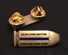 Thin Blue Line, Bullet, Police Pin, Blue Lives Matter, Antique Brass, 1xPin