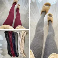 在飛比找ETMall東森購物網優惠-秋冬亮絲羊毛細條紋瘦腿連體褲襪