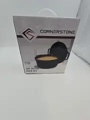 CORNERSTONE 2 Piece 2 In 1 Cast Aluminum 5 Qt Dutch Oven Set Non Stick Induction