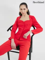 River Island Red Sweetheart Neckline Blazer (F26771) | $159