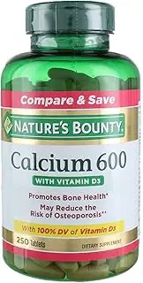 Nature's Bounty Calcium 600+ D (Caltrate+D) High Potency, 250 Tablets