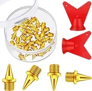 Hotop 32 Pieces 1/2 Inch,1/4 Inch,3/8 Inch Steel Spikes Track Shoe Spikes Replacements and Spike Wrench for Sports Running Track Shoes (Gold,1/ 4 Inch)