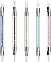 5 Pcs Nail Art Sculpture Pen Dual Tipped Silicone Nail Tool Rhinestone Nail Polish Carving Pen Rubber Tip Nail Brushes