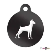 Miniature Pinscher Engraved Keychain Round Tag w/tab Min Pin Profile Many Colors