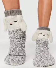 NEW PETER ALEXANDER CUTE BUNNY SOCKS GRIP SOLE / SHERPA S/M RRP$39.95