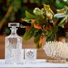 Cut Glass Whiskey Decanter Set With 6 Glasses