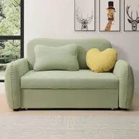 在飛比找PChome24h購物優惠-Bernice-金斯利綠色防潑水布面沙發床/雙人椅/二人座沙