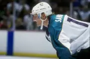 Rightwinger Tomas Sandstrom Anaheim Mighty Ducks in action the Los- Old Photo