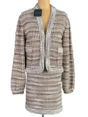 NWT ST. JOHN Knits Camel Texture Float Jacket Blazer Skirt Suit sz 18 $2390