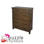 Timber Chest of Drawers/ Tallboy in Aged Pine colour Rustic Style