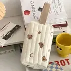 Wrist Organizer Embroidery Cosmetic Bag Toiletry Case Bear Make Up Bag Girl