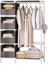 Portable Wardrobe Rack,Portable Closets Wardrobe Fabric Wardrobe Freestanding Portable Wardrobe Shelves Foldable Closet with Hanging Rail, Canvas Wardrobe for Bedroom,White-Withoutdoorcurtai