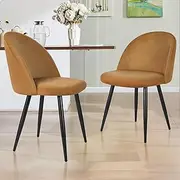 ALFORDSON Dining Chairs Set of 2 with Velvet Upholstery, Kitchen Chair with Metal Legs & Floor Protector, Reading Seating for Home Bar Cafe Coffee Table, Max 150kg, Bess Brown
