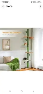 Meow Sir Cat Tree, Cactus Floor to Ceiling Cat Tower Adjustable Height 95-108 In