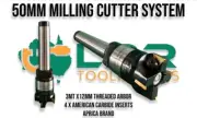 Milling Face Cutter Insert type 50mm 3MT shank + 4 Carbide Inserts mounted