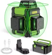 Huepar Laser Level 360, Self Leveling Rechargeable Green Beam 3D Cross Line Lase