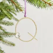 Letter Q Bauble Monogram Holiday Ornament Initial Gold Metal Xmas Tree West Elm