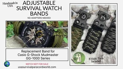 Casio G-Shock Mudmaster GG-1000 Series Adjustable Paracord Survival Watch Band