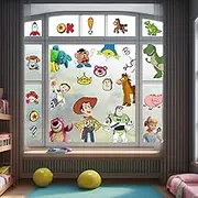 Cartoon Window Clings Decals,Party Removable Stickers for Glass Windows,Birthday Party Supplies Holiday Home Decorations (Toy Inspired（9sheets）) (ZE073)