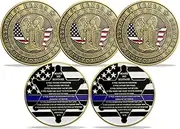 5 Pcs Police Officers Motto Challenge Coin Saint Michael Prayer Thin Blue Line Coin Law Enforcement Gift