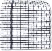 A & B TRADERS 100% Cotton Terry Towelling Tea Towels | Pack of 6 | Kitchen Hand Towels Dish Cloth Super Absorbent Soft Touch (Black)