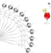 TOMVAES 10 Pcs Cocktail Straws, Reusable Mirror Disco Ball Straws, 26.5 CM Length Drinking Straws for Disco Party Wedding Birthday Home Bar