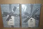 TWO West Elm European Flax Linen Cotton Geo Jacquard Standard Shams Indigo New