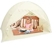 Bed Canopy Tent Blackout Sleeping Tent Portable Cottage Drafty Room Floor Bed Tents Versatile Sturdy Large Privacy Space Sleeping Drafty Room for Your Child Playing (Beige)