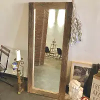 在飛比找Yahoo!奇摩拍賣優惠-現貨熱銷-實木藝復古木鏡子客棧裝飾穿衣鏡浴室鏡loft工業風