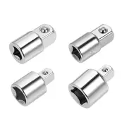 Socket Reducer and Adapter set of 4 Pcs, Female to Male, Cr-V (Silver)