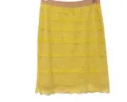 BCBGMaxAzria Womens Jocelyn Pull On Straight Skirt Yellow Lace Silk Lined M New