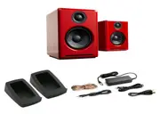 Audioengine A2+ Wireless Speakers with DS1 Speaker Stands (Red)