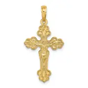 14K Yellow Gold D/C Crucifix W /Fancy Tips Charm